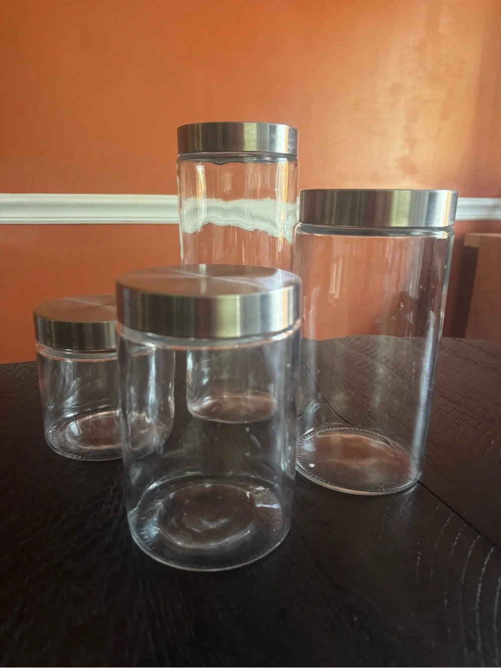 Threshold Clear Glass Pantry Jars with Silver Lids - Set of 4